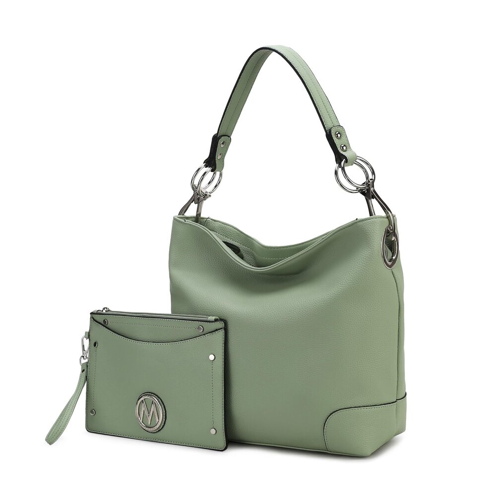 6275 Hobo bag 2-PC Set , Vegan Leather Shoulder bag, Wristlet Purse